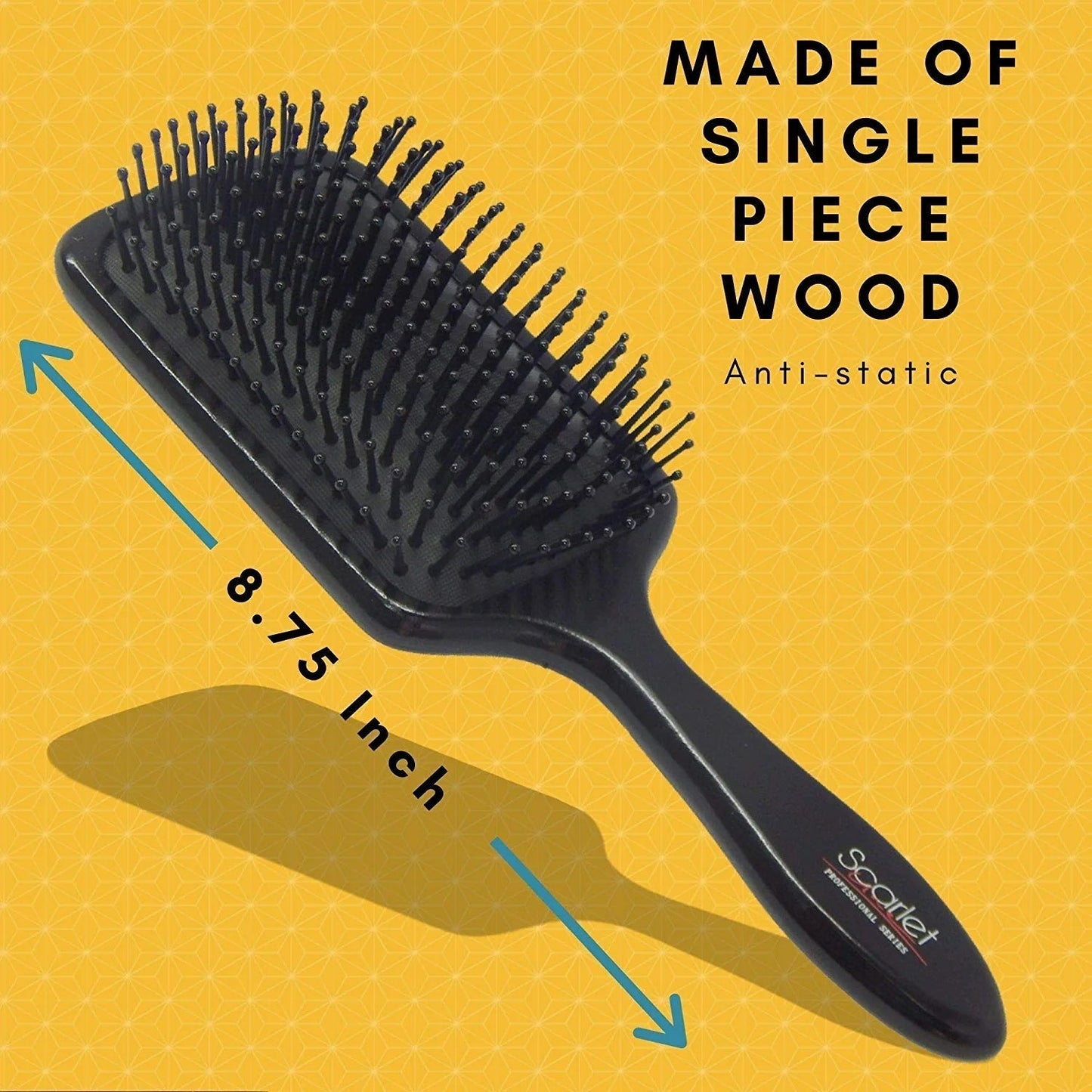 SPB056 Professional Medium Paddle Hair Brush with Heat Resistant Bristles with Anti Static Wooden Handle Paddle Brushes Scarlet Line Black Medium Koki Story