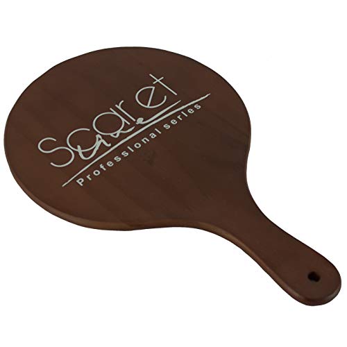 SSM039 Professional One Sided Round Wooden Hand Mirror Vanity Mirror for Makeup Handle Mirror for Salon Beauty Parlour n Hairdressing Makeup Mirrors Scarlet Line Brown Koki Story