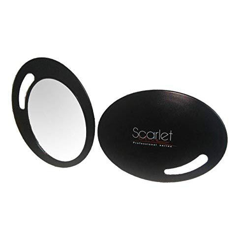 SSM036 Professional Oval One Sided Hand Mirror Vanity Dressing Mirror for Makeup with Handle for Travel Bathroom Desk Grooming n Shaving Makeup Mirrors Scarlet Line Koki Story