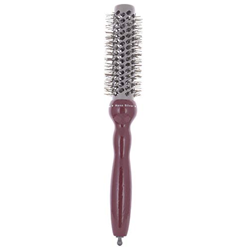 SPH001 Professional Small Ceramic Hot Curling Round Hair Brush with Wooden Handle, Red and Silver Round Hair Brushes Scarlet Line Koki Story