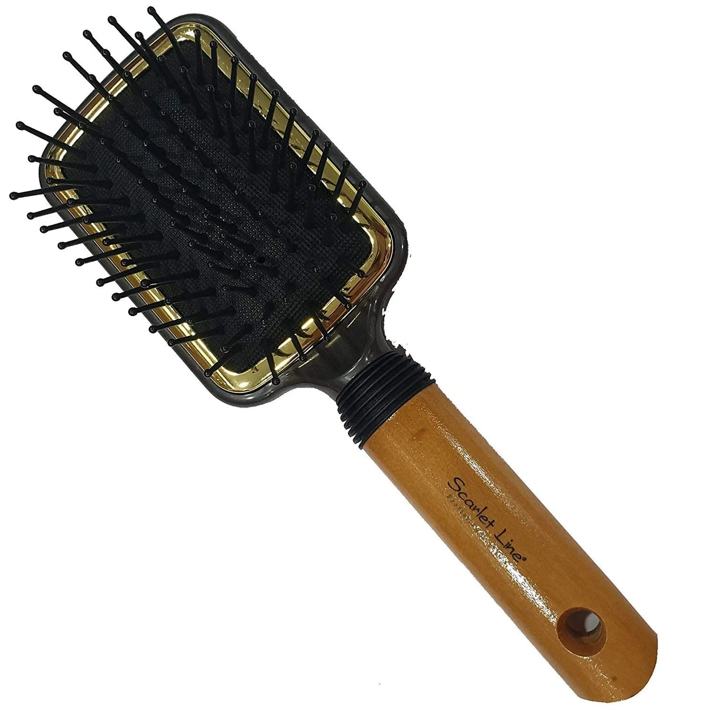 SPB036 Professional Small Paddle Cushion Hair Brush with Wooden Handle Paddle Brushes Scarlet Line Brown Koki Story