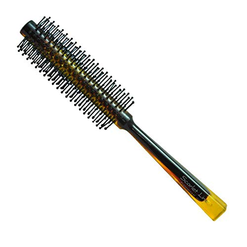 SRB092 Professional Small Round Hair Brush with Anti Slip Rubber Grip Plastic Handle Soft Ball Tip Nylon Bristles Round Brush For Styling Shell Round Hair Brushes Scarlet Line Koki Story