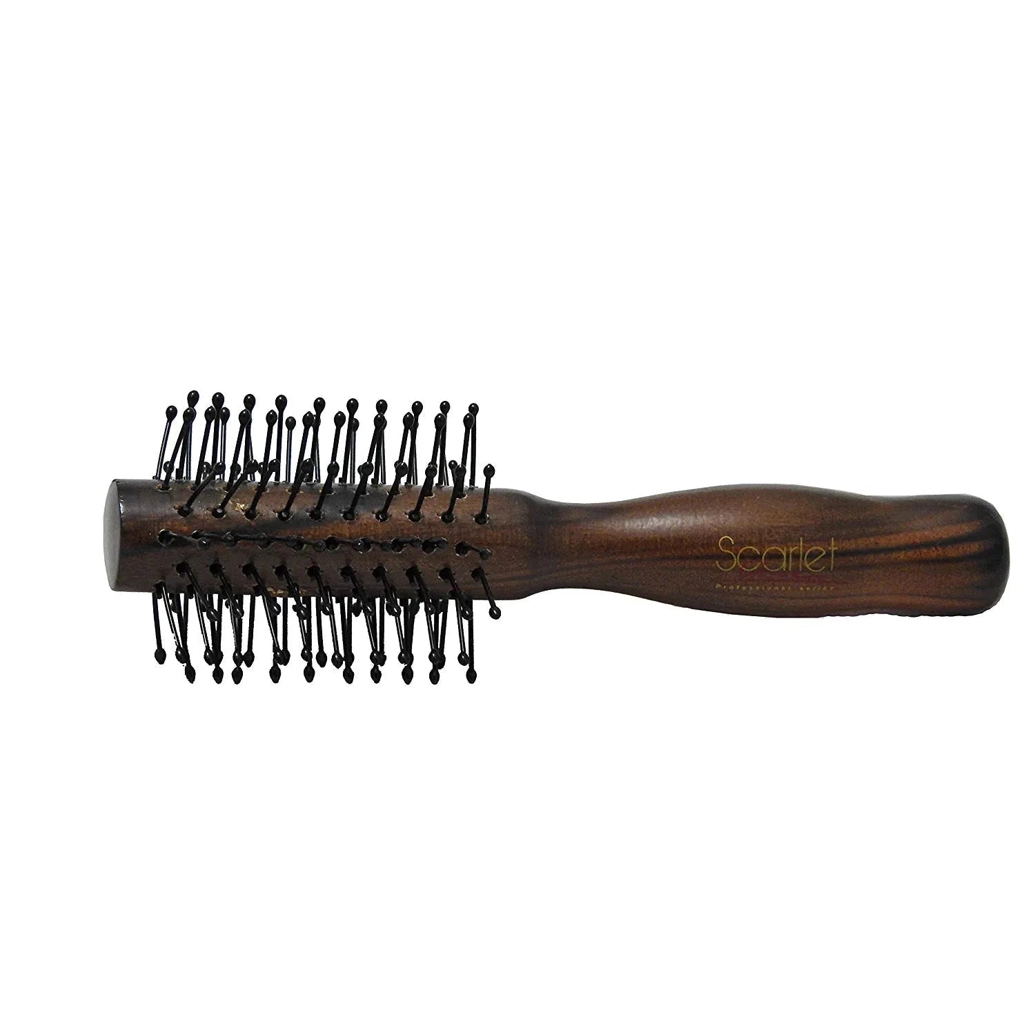 SPR012 Professional Small Size Maple Wood Anti Static Round Baby Hair Brush with Wooden Handle for Kids Round Hair Brushes Scarlet Line Brown Koki Story