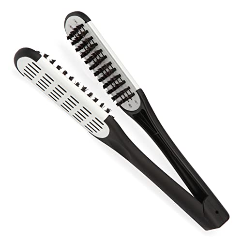 SHB001 Professional Thermoceramic Straightening Hair Brush with Bore Bristles For Men n Women_Black n White Hair Straighteners Scarlet Line Koki Story