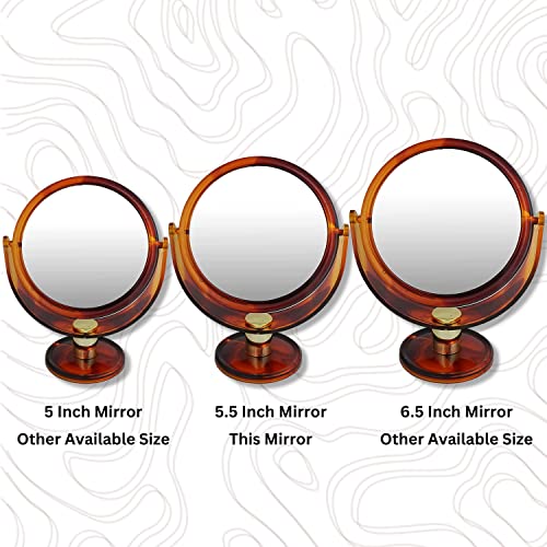 SSM023 Round Double Sided Magnifying Makeup Mirror Medium Size Standing Vanity Dressing Mirror with Stand Shell 5.5 Inch Makeup Mirrors Scarlet Line Koki Story