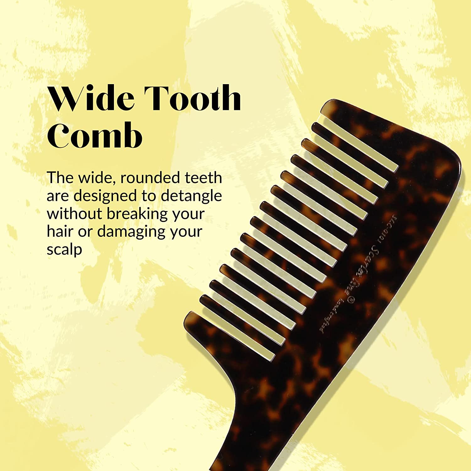 S0101 Professional Handmade Hair Comb with Handle Wide Teeth Grooming Comb Hand Crafted Comb for Daily Grooming n Styling, 21 Cm_Shell Black Hair Combs Scarlet Line 21.5X6.5X1 CM Koki Story