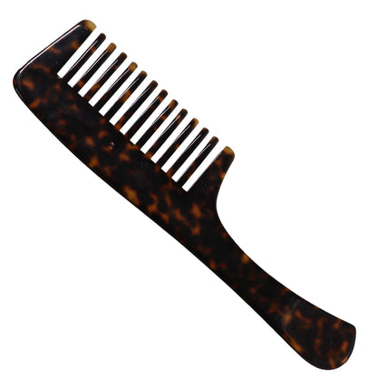 S0101 Professional Handmade Hair Comb with Handle Wide Teeth Grooming Comb Hand Crafted Comb for Daily Grooming n Styling, 21 Cm_Shell Black Hair Combs Scarlet Line 21.5X6.5X1 CM Koki Story