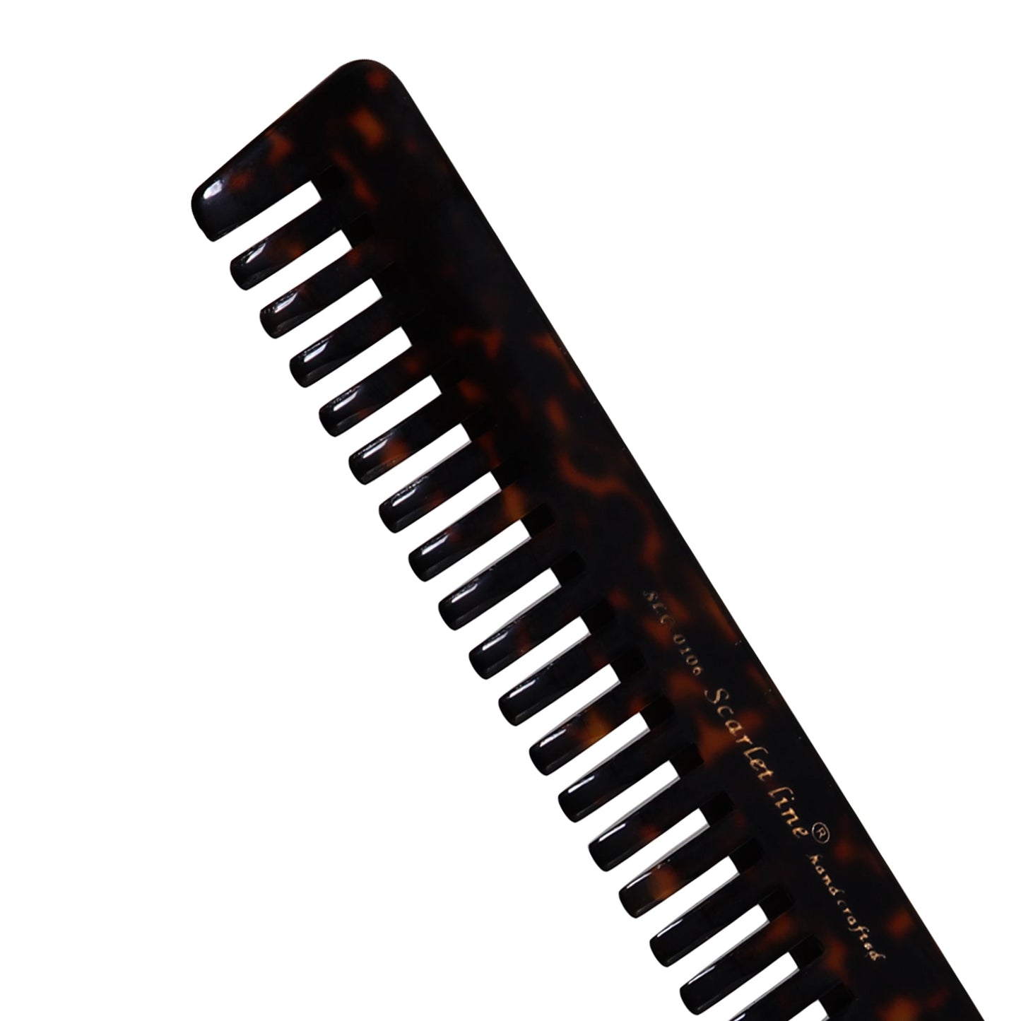 S0106 Professional Handmade Detangling Comb Hand Crafted Shampoo Comb Wide Tooth Rack Comb For Daily Styling n Grooming, 18.5 Cm_Shell Black Hair Combs Scarlet Line 21.5X5X1 CM Koki Story