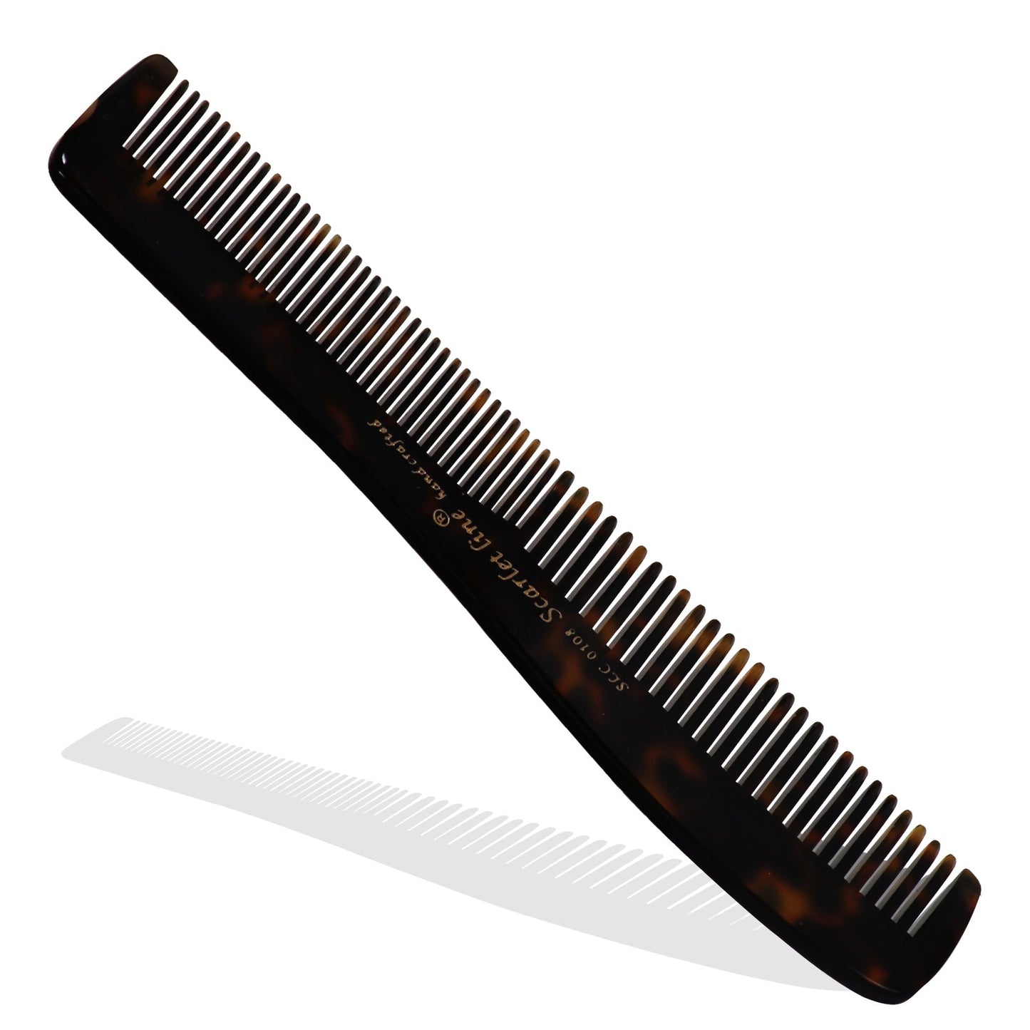 S0108 Professional Handmade Regular Dressing Hair Comb Wavy Shaped Fine Tooth, Hand Crafted Comb for Daily Styling n Grooming, 16Cm_Shell Black Hair Combs Scarlet Line 17X4X1 CM Koki Story