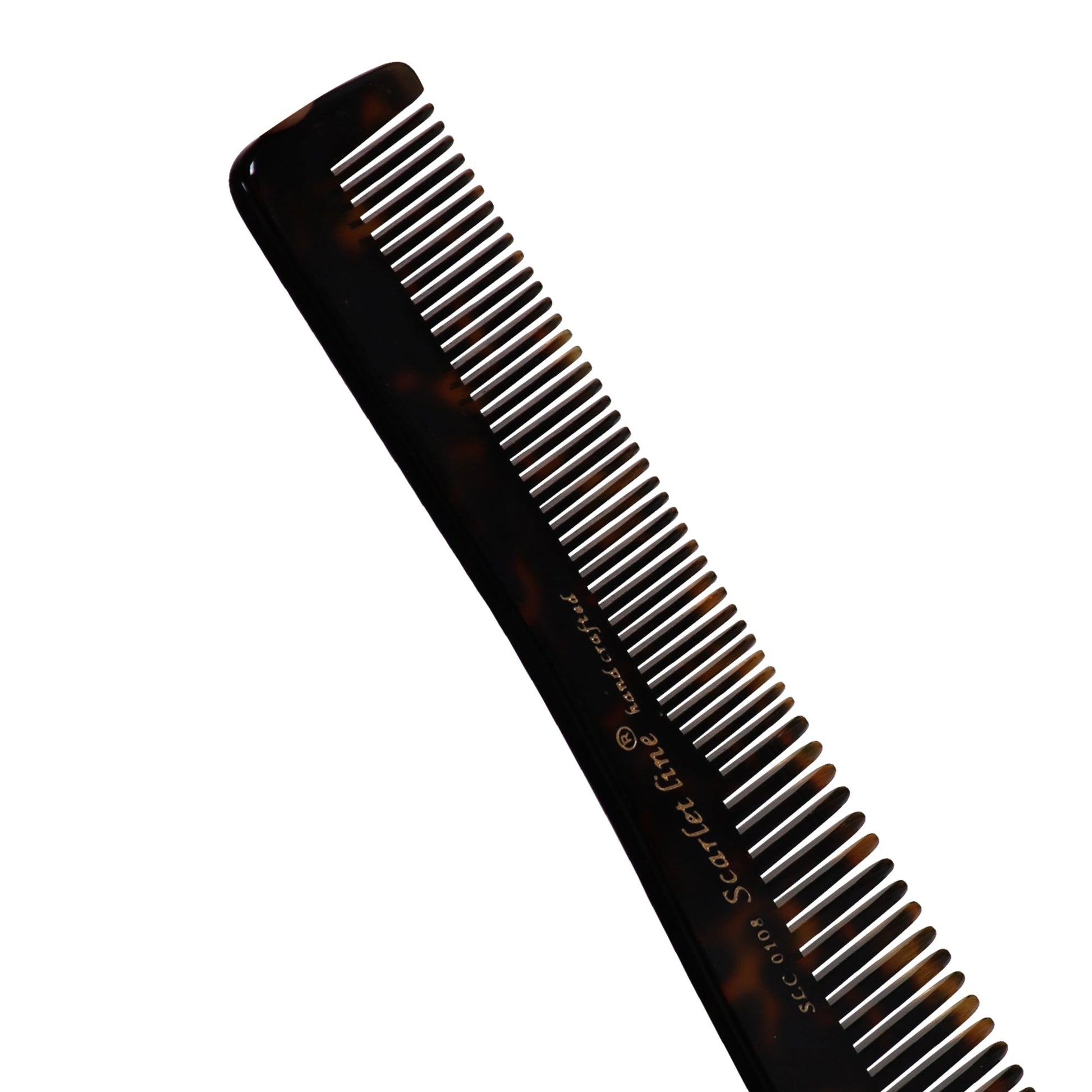 S0108 Professional Handmade Regular Dressing Hair Comb Wavy Shaped Fine Tooth, Hand Crafted Comb for Daily Styling n Grooming, 16Cm_Shell Black Hair Combs Scarlet Line 17X4X1 CM Koki Story