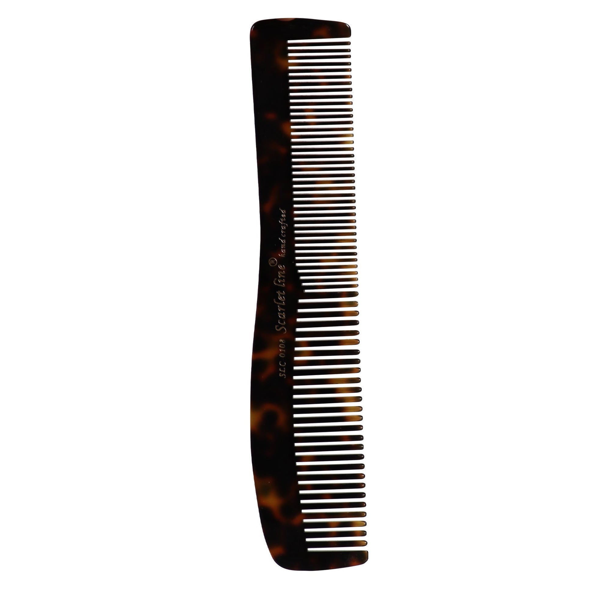 S0108 Professional Handmade Regular Dressing Hair Comb Wavy Shaped Fine Tooth, Hand Crafted Comb for Daily Styling n Grooming, 16Cm_Shell Black Hair Combs Scarlet Line 17X4X1 CM Koki Story