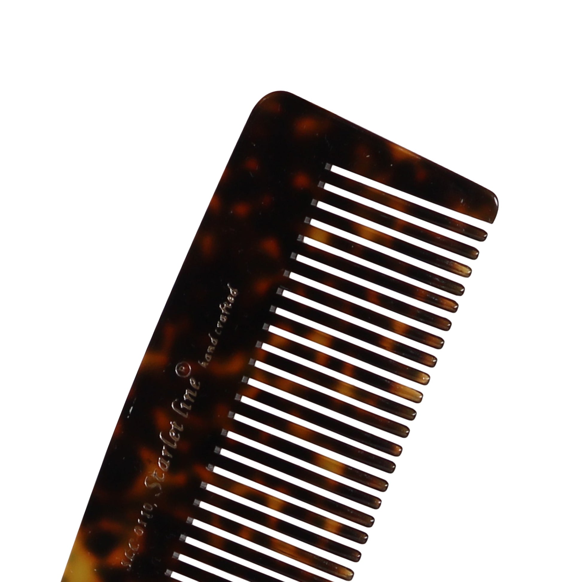 S0110 Professional Handmade Small Dressing Comb All Fine Tooth Pocket, Hand Crafted Comb for Daily Grooming n Styling, 11 Cm_Shell Black Hair Combs Scarlet Line 22X6.5X1 CM Koki Story