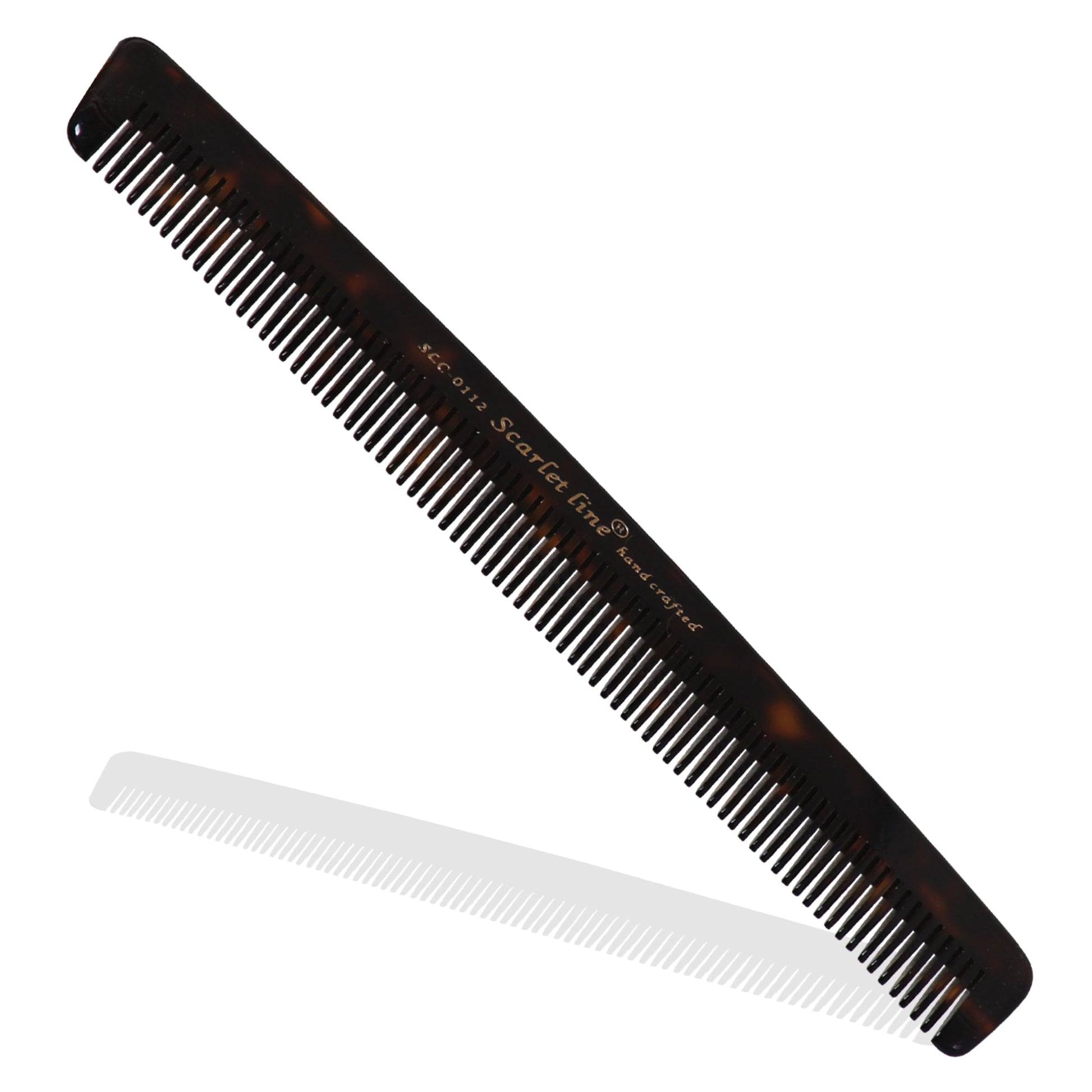 S0112 Professional Handmade Small Regular Hair Comb All Fine Tooth Dressing, Hand Crafted Comb for Daily Grooming n Styling, 16 Cm_Shell Black Hair Combs Scarlet Line 17X4X1 CM Koki Story