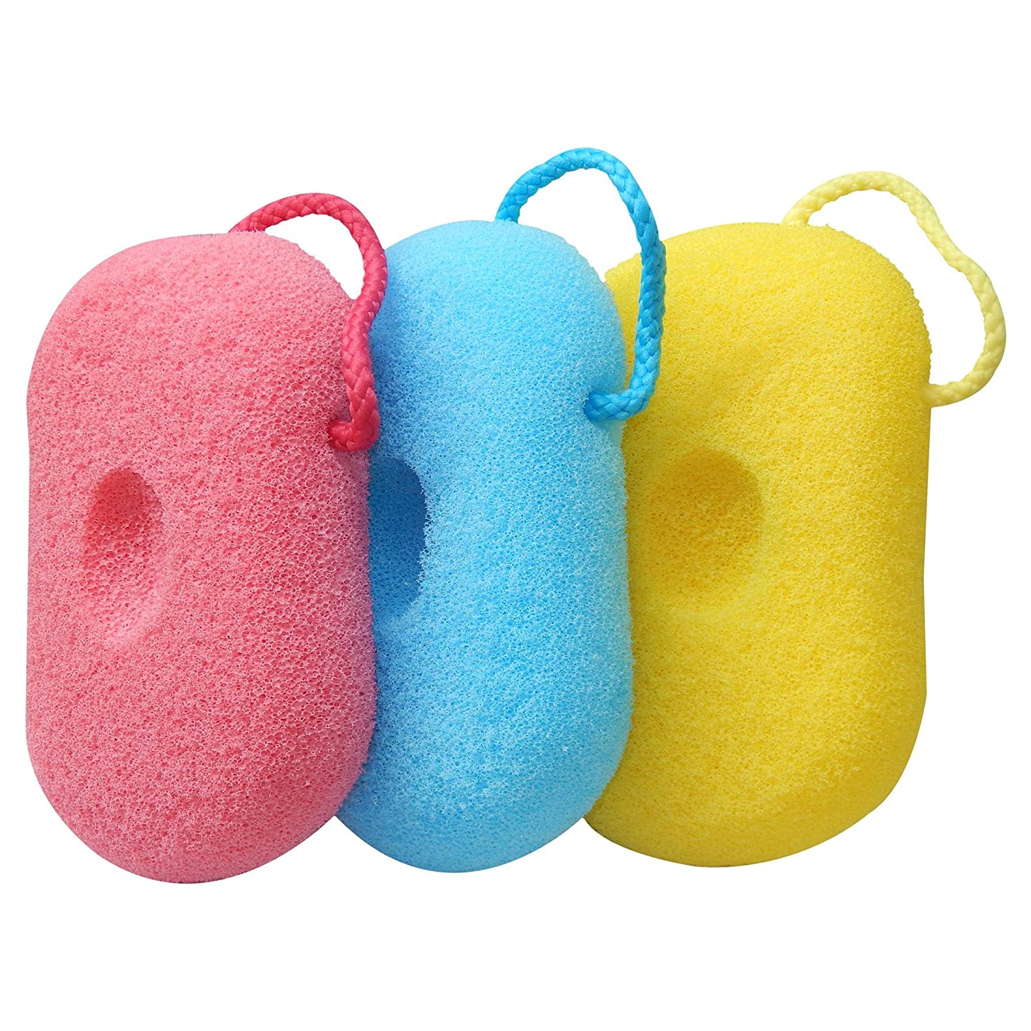 SBB024 Luxe Bath Sponge for Bathing Multipurpose Soft Loofah Face n Body Scrubber Loufah Dead Skin Remover Sponge Lufa for Bathing Pack of 3 Bath Sponges Scarlet Line 21X12X9 CM Koki Story