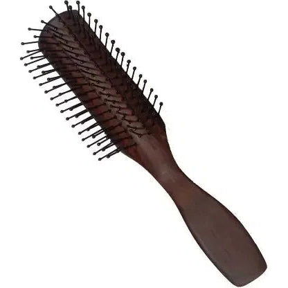 SBWFS Professional Gloss Finish Small Flat Hair Brush with Wooden Handle, Ball Tip Nylon Bristles , Brown Colour Flat Hair Brushes Scarlet Line 27.5X8X3 CM Koki Story