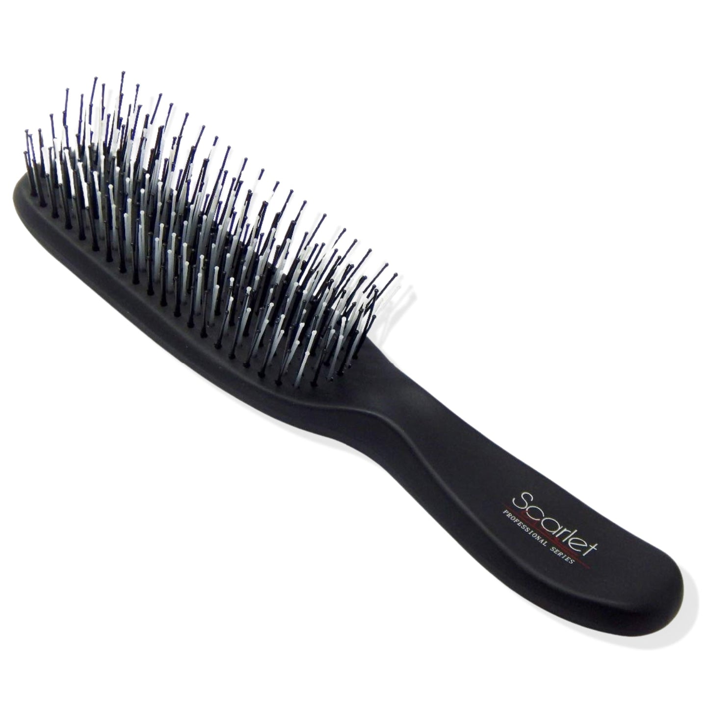 SBX016 Professional 2 Pin Flat Hair Styling Brush with Ball Tip Nylon Bristles Anti Slip Grip Plastic Handle_Matte Black Flat Hair Brushes Scarlet Line 24X5.6X4.5 CM Koki Story