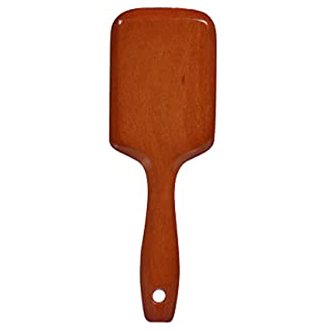 SBX053 Medium Wooden Paddle Hair Brush with Anti Slip Handle Paddle Brush with Heat Resistance Ceramic Bristles for Blow Drying n Straightening Paddle Brushes Scarlet Line Brown Wood Koki Story