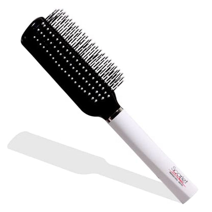 SBX057 Professional 9 Rows Medium Flat Hair Brush with Anti Slip Plastic Handle, Ball Tip Nylon Bristles for Hair Styling_Black n White Flat Hair Brushes Scarlet Line 27X9X5 CM Koki Story