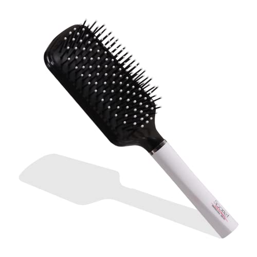 SBX058 Large Paddle Hair Brush with Plastic Handle, Air Cushion Paddle Brush with Ball Tip Nylon Bristles Styling n Straightening_Black n White Paddle Brushes Scarlet Line 27X9X5 CM Koki Story