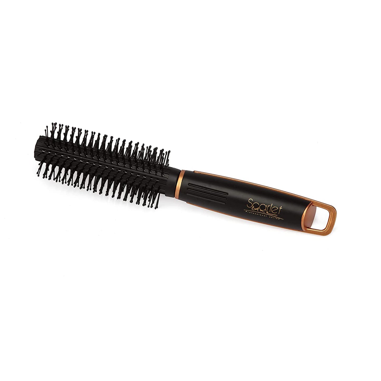 SBX064 Professional 9 Rows Medium Round Hair Brush with Anti Slip Plastic Handle, Ball Tip Nylon Bristles for Hair Styling_Black n Gold Round Hair Brushes Scarlet Line 27.5X5.5X4.5 CM Koki Story