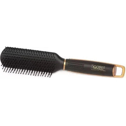 SBX065 Professional Medium Flat Hair Brush with Plastic Handle, Soft Ball Tip Nylon Bristles Flat Brush for Hair Styling_Black n Gold Flat Hair Brushes Scarlet Line 27.5X5.5X4.5 CM Koki Story