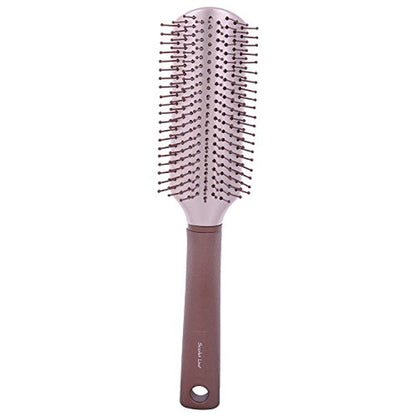 SBX084 Professional Ladies 9 Row 2 Tone Large Flat Smoothing n Styling Hair Brush with Plastic Handle Copper Flat Hair Brushes Scarlet Line 24X5.6X4.5 CM Koki Story