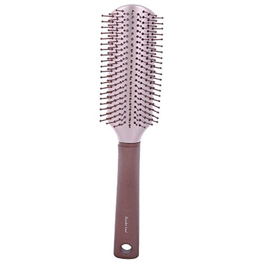 SBX084 Professional Ladies 9 Row 2 Tone Large Flat Smoothing n Styling Hair Brush with Plastic Handle Copper Flat Hair Brushes Scarlet Line 24X5.6X4.5 CM Koki Story