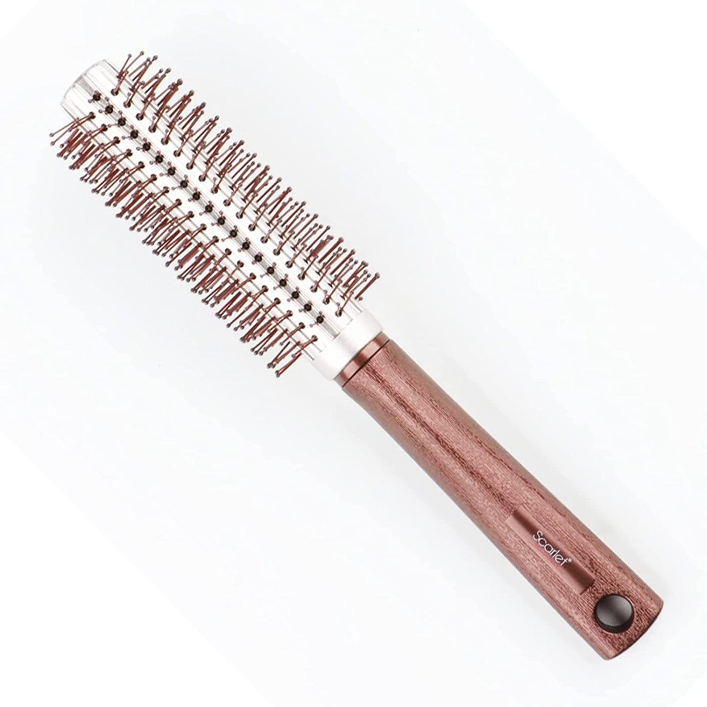 SC2RB Professional 2 Tone Large Round Hair Brush with Handle Ball Tip Soft Nylon Bristles for Volumizing n Styling Copper Round Hair Brushes Scarlet Line 24X5.6X4.5 CM Koki Story