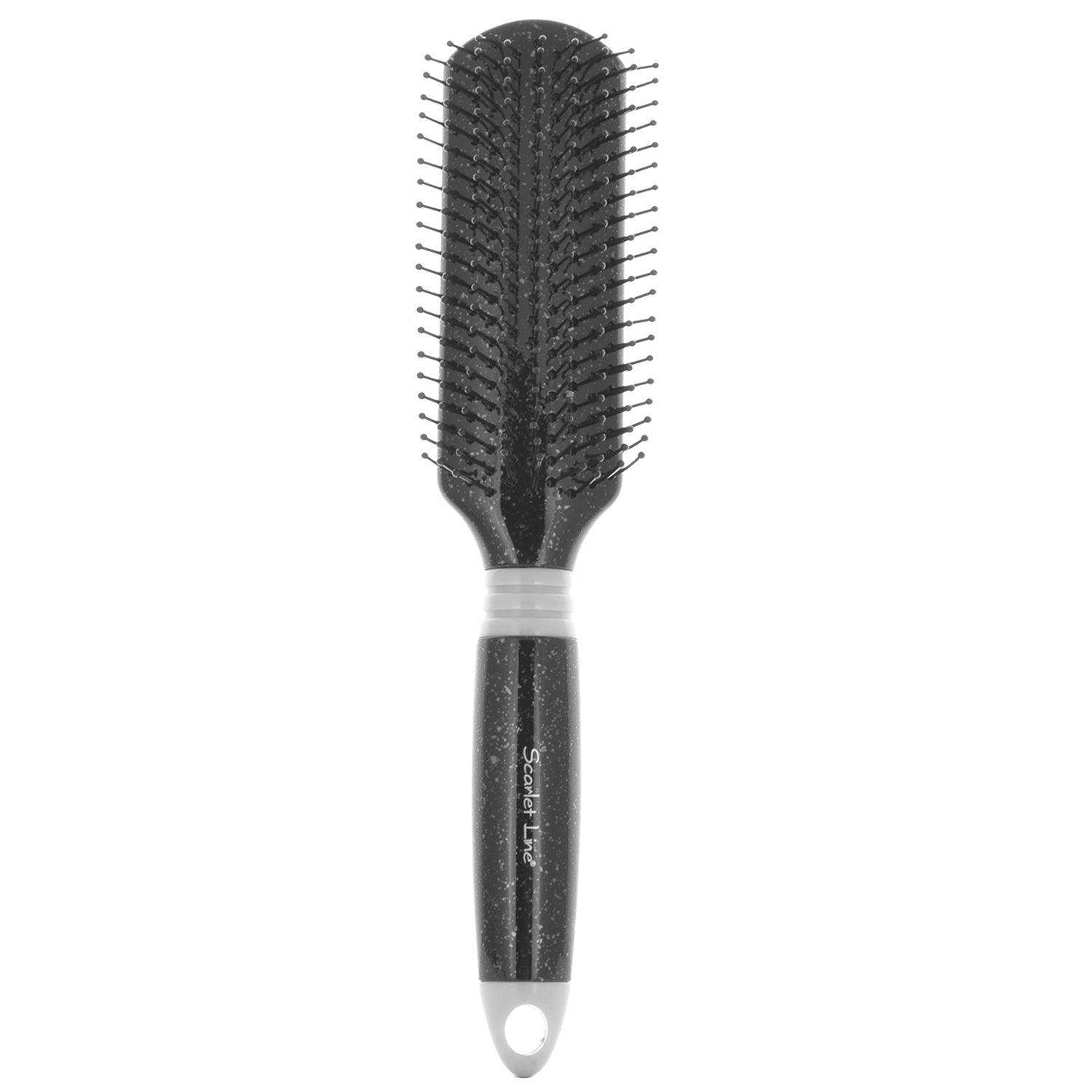 SFB003 Professional Ladies 9 Row Large Flat Smoothing n Styling Hair Brush with Glitter Plastic Handle_Black Flat Hair Brushes Scarlet Line 24X5.6X4.5 CM Koki Story