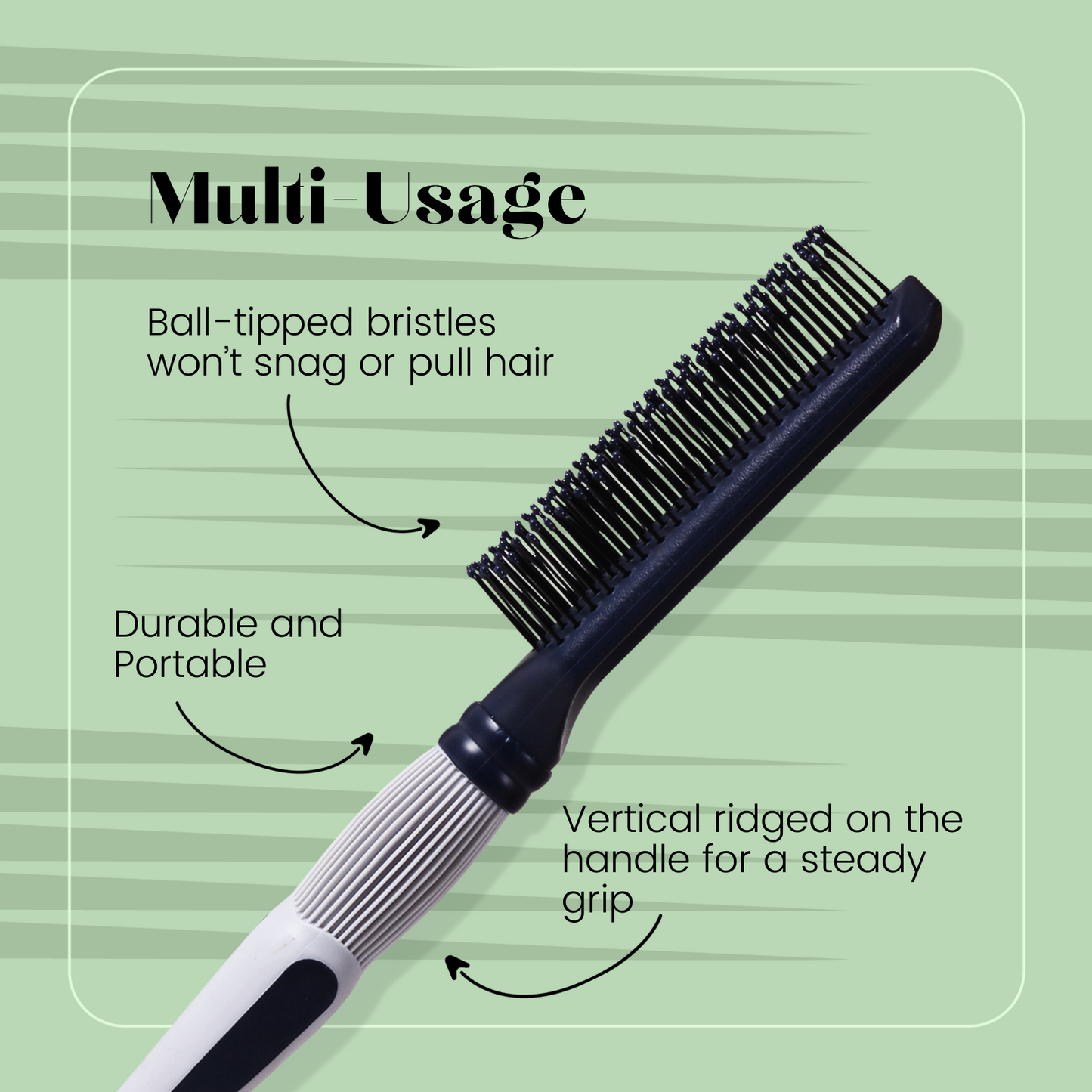 SFB027 Professional Big 9 Row Flat Hair Styling Brush with Anti Slip Brown Rubber Grip on Handle_Black Flat Hair Brushes Scarlet Line 26.5X10.3X2.8 CM Koki Story