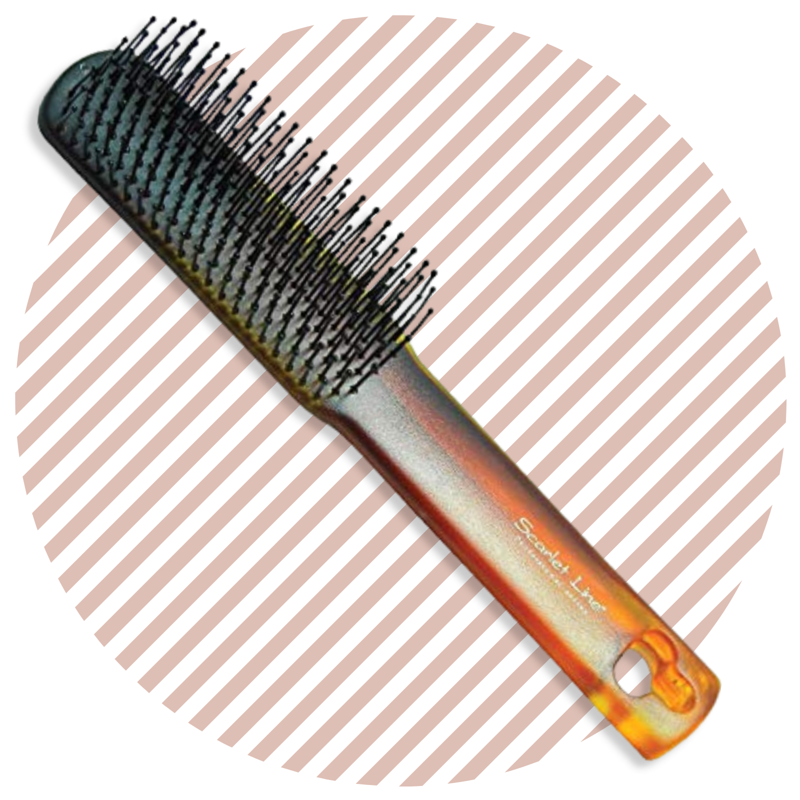 SFB061 Professional 9 Row Flat Hair Styling Brush for with Anti Slip Handle with Ball Tip Nylon Bristles Shell Flat Hair Brushes Scarlet Line 22X5.2X2.6 CM Koki Story