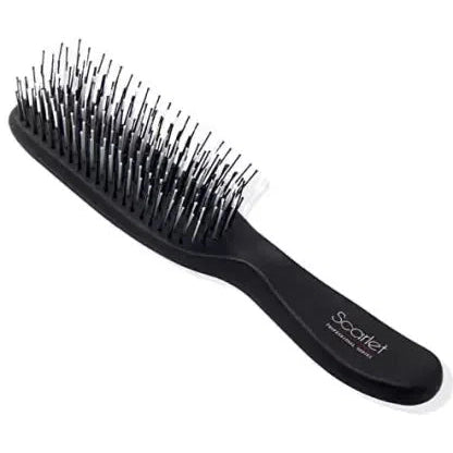 SFB115 Professional 2 Pin Flat Hair Styling Brush with Ball Tip Nylon Bristles Anti Slip Grip Plastic Handle_Matte Black Flat Hair Brushes Scarlet Line 24X5.6X4.5 CM Koki Story