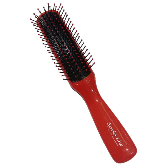 SFB125 Professional 7 Row Premium Flat Hair Styling Brush with Anti Slip Handle with Ball Tip Nylon Bristles_Red n Black Flat Hair Brushes Scarlet Line 21X4.8X3.7 CM Koki Story