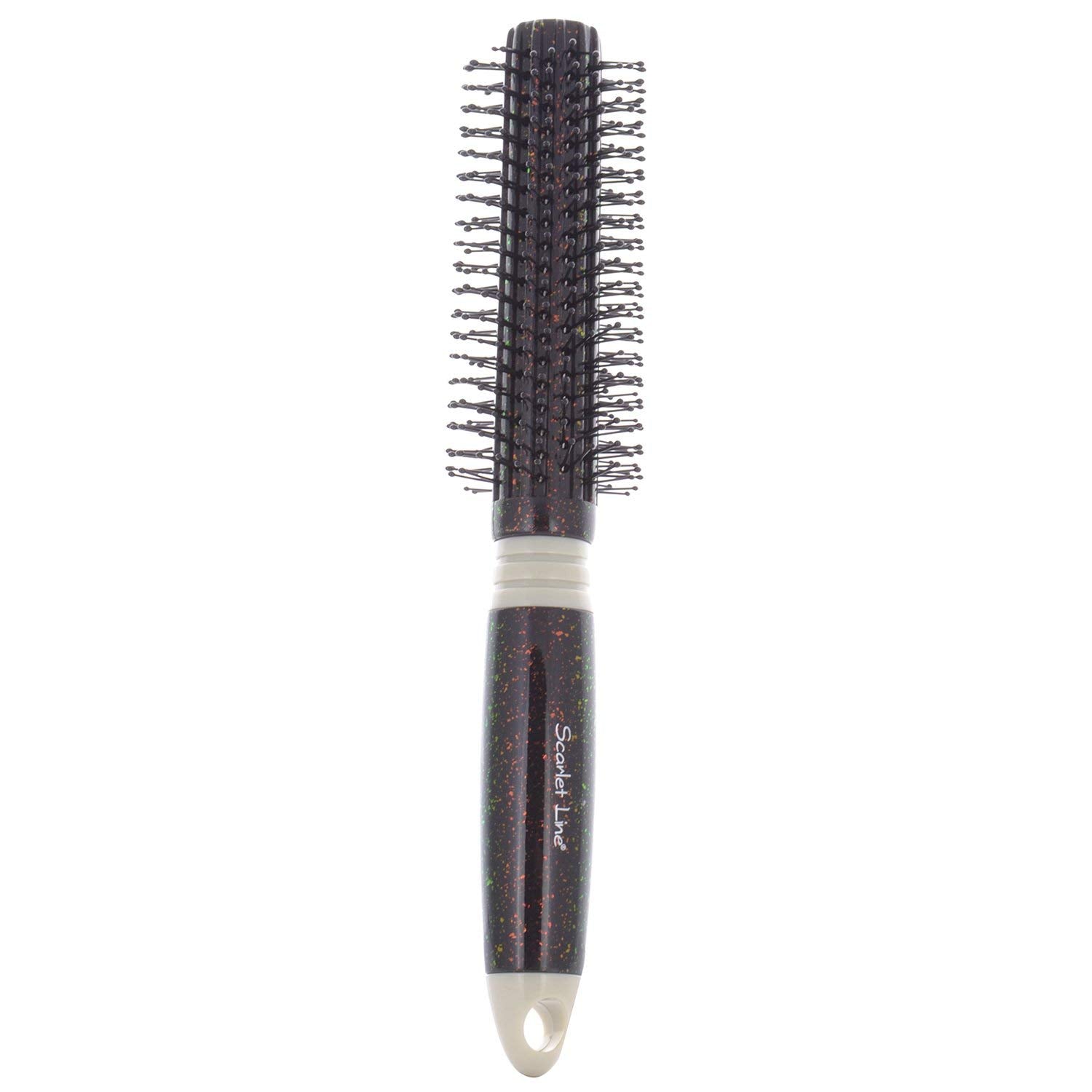 SGLR Professional Ladies Soft Ball Tipped Nylon Bristle Round Hair Styling Brush with Shimmery Glitter Handle_Black Round Hair Brushes Scarlet Line 24X5.6X4.5 CM Koki Story