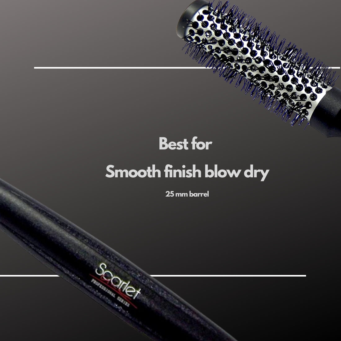 SHB009 Professional Small Blow Dry Hot Curling Round Hair Styling Brush With Plastic Handle 25 mm Hot Curling Hair Brushes Scarlet Line Black n White Koki Story