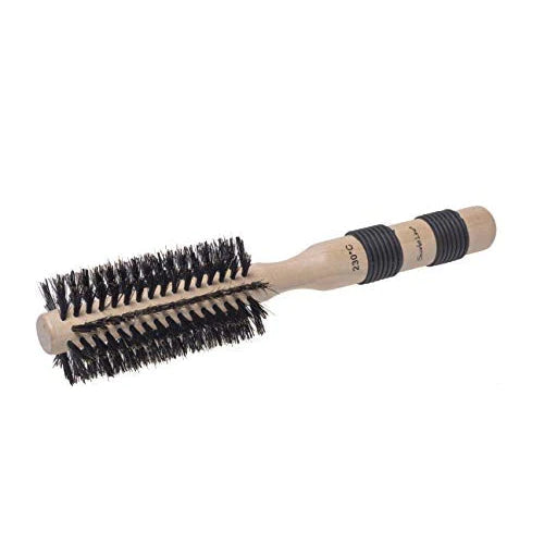 SHB024 Professional Maple Wood Anti Static Small Round Curling Hair Brush Wooden Hot Curl Brush with Anti Slip Rubber Grip Handle Hot Curling Hair Brushes Scarlet Line Brown Koki Story