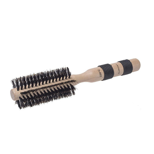 SHB024 Professional Small Maple Wood Anti Static Hair Curling Round Wooden Hair Brush with Anti Slip Rubber Grip on Handle Hot Curling Hair Brushes Scarlet Line Brown Koki Story