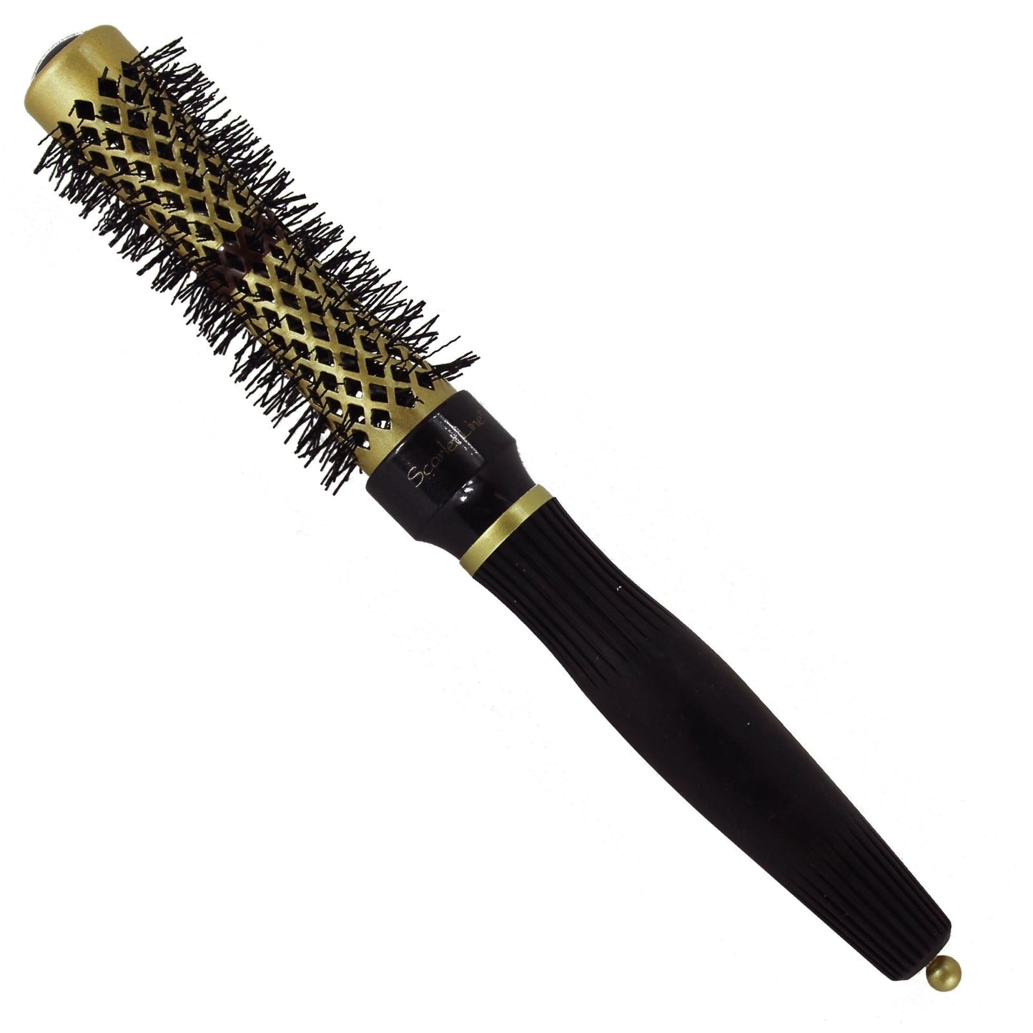 SHB041 Professional Small Ceramic Barrel Heat Reminder Hot Curling Round Hair Brush 25 mm Hot Curling Hair Brushes Scarlet Line Black n Gold Koki Story