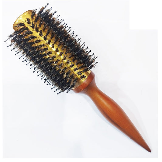 SHB050 Professional Maple Wood Anti Static Hair Curling Round Wooden Hair Brush with Anti Slip Handle, Ball Tip Nylon Bristles_Brown Hot Curling Hair Brushes Scarlet Line 29.5X6.5X6.5 CM Koki Story