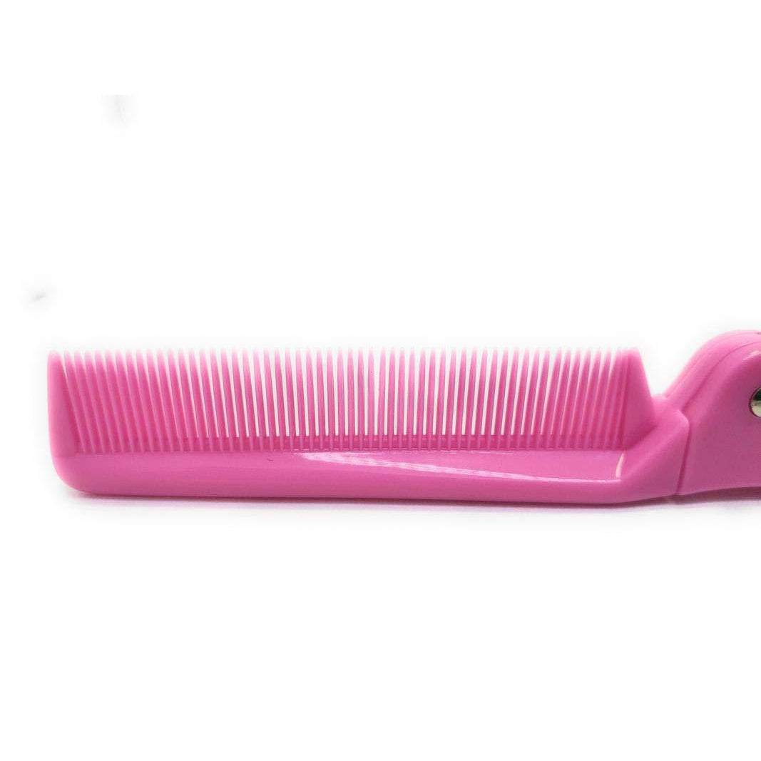 SLC009 Compact Travel Friendly Folding Pocket Comb Double Sided Portable Mini Pocket Hair Brush Foldable Pocket Kangi for Hair Styling_Pink Hair Combs Scarlet Line 21.3X2.5X1.5 CM Koki Story