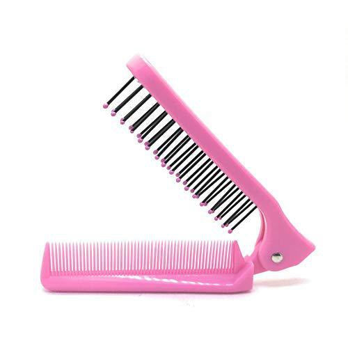 SLC009 Compact Travel Friendly Folding Pocket Comb Double Sided Portable Mini Pocket Hair Brush Foldable Pocket Kangi for Hair Styling_Pink Hair Combs Scarlet Line 21.3X2.5X1.5 CM Koki Story