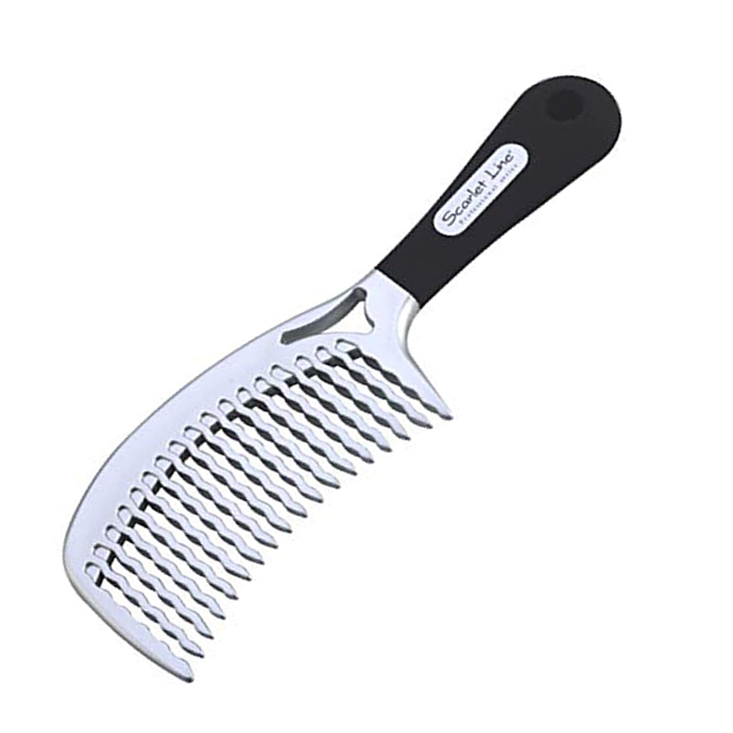 SLC010 Professional Shampoo Comb Zig Zag Wavy Wide Tooth Comb With Handle For Breakage Free Sleek Look Easy Detangling Wet Curly Hair Silver Hair Combs Scarlet Line 21X7X1 CM Koki Story