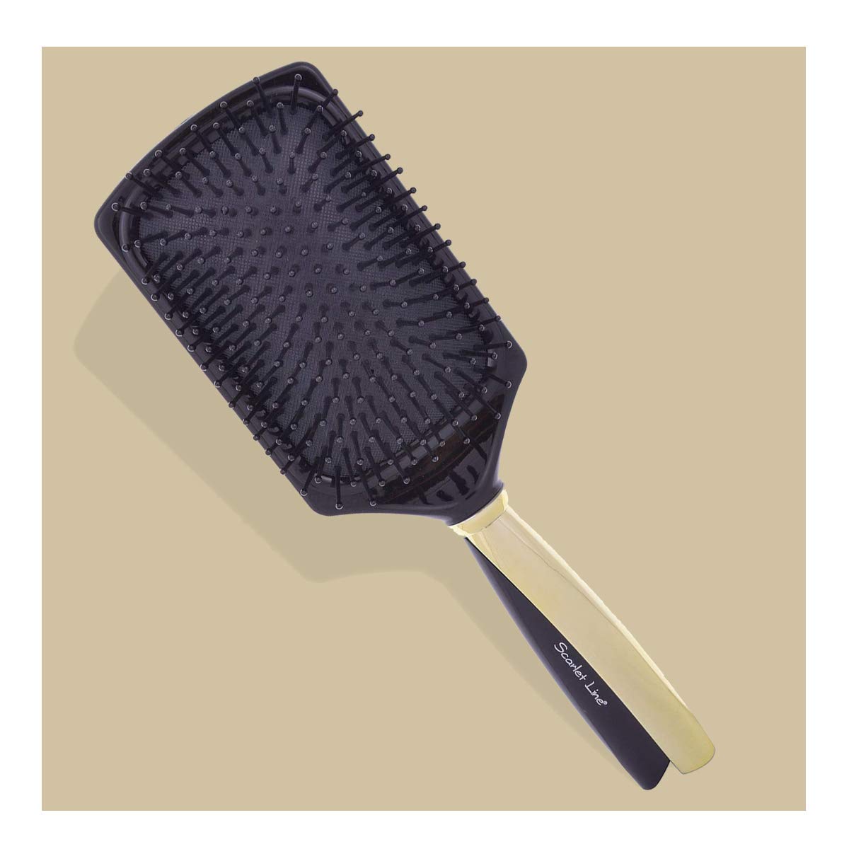 SPB013 Professional Large Cushion Ball Tip Nylon Bristles Paddle Hair Styling Salon Brush with Metallic Finish Handle_Black Paddle Brushes Scarlet Line 26X8.6X5 CM Koki Story