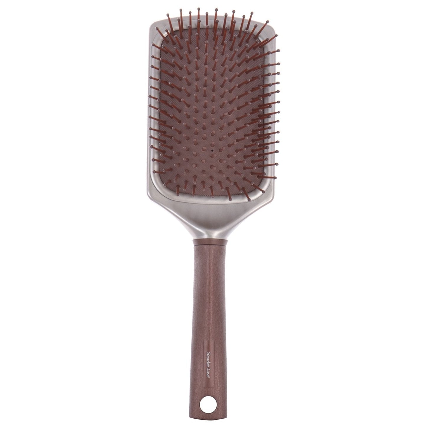 SPB014 Professional 2 Tone Ball Tip Nylon Bristles Large Salon Paddle Hair Styling Brush with Anti Slip Wooden Handle Copper Paddle Brushes Scarlet Line 26X8.6X5 CM Koki Story