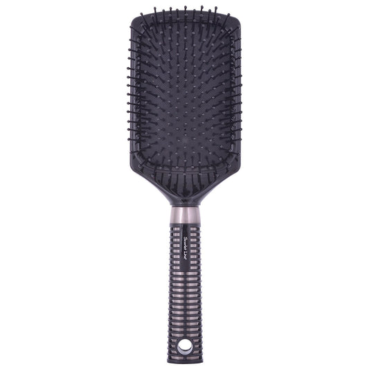 SPB015 Professional Ladies Large Rubber Padded Paddle Hair Brush with Ball Tip Nylon Bristles n Anti Slip Ring Handle_Black Paddle Brushes Scarlet Line 26X8.6X5 CM Koki Story