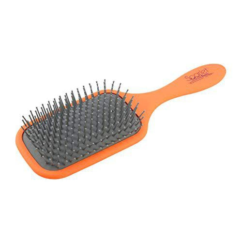 SPB040 Professional Large Paddle Hair Brush Matte Finish Handle Natural Air Cushion Pad Ball Tip Nylon Bristles for Detangling n Styling Orange Paddle Brushes Scarlet Line 26X8.6X5.1 CM Koki Story