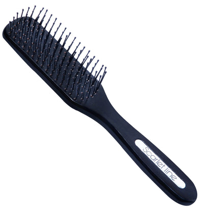 SPF001 Professional Ladies 7 Rows Wood Matt Flat Smoothing n Styling Wooden Hair Brush with Handle_Matte Black Flat Hair Brushes Scarlet Line 26X4.5X4.5 CM Koki Story