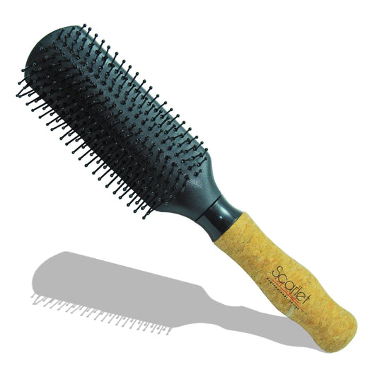 SPF011 Professional 9 Rows Medium Styling Cork Flat Hair Brush with Anti Slip Handle , Black Flat Hair Brushes Scarlet Line 27X9X5 CM Koki Story