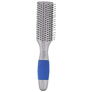 SPF013 Professional Ladies Large Foam 7 Rows Flat Smoothing n Styling Hair Brush with Anti Slip Handle Flat Hair Brushes Scarlet Line Silver Plastic Koki Story