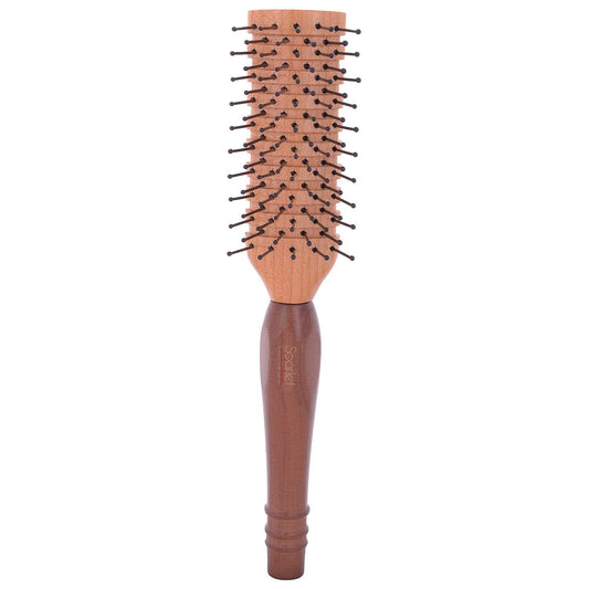 SPF016 Professional Ladies Maple Wood Anti Static 7 Rows Flat Smoothing n Styling Hair Brush with Wooden Handle Flat Hair Brushes Scarlet Line Brown Wood Koki Story